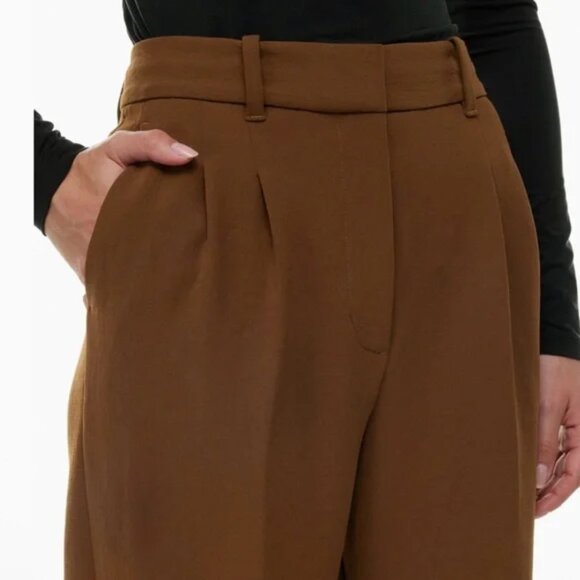 Aritzia Wilfred The Effortless Pant Crepette Size 0 (short) Cognac Brown - Picture 6 of 13